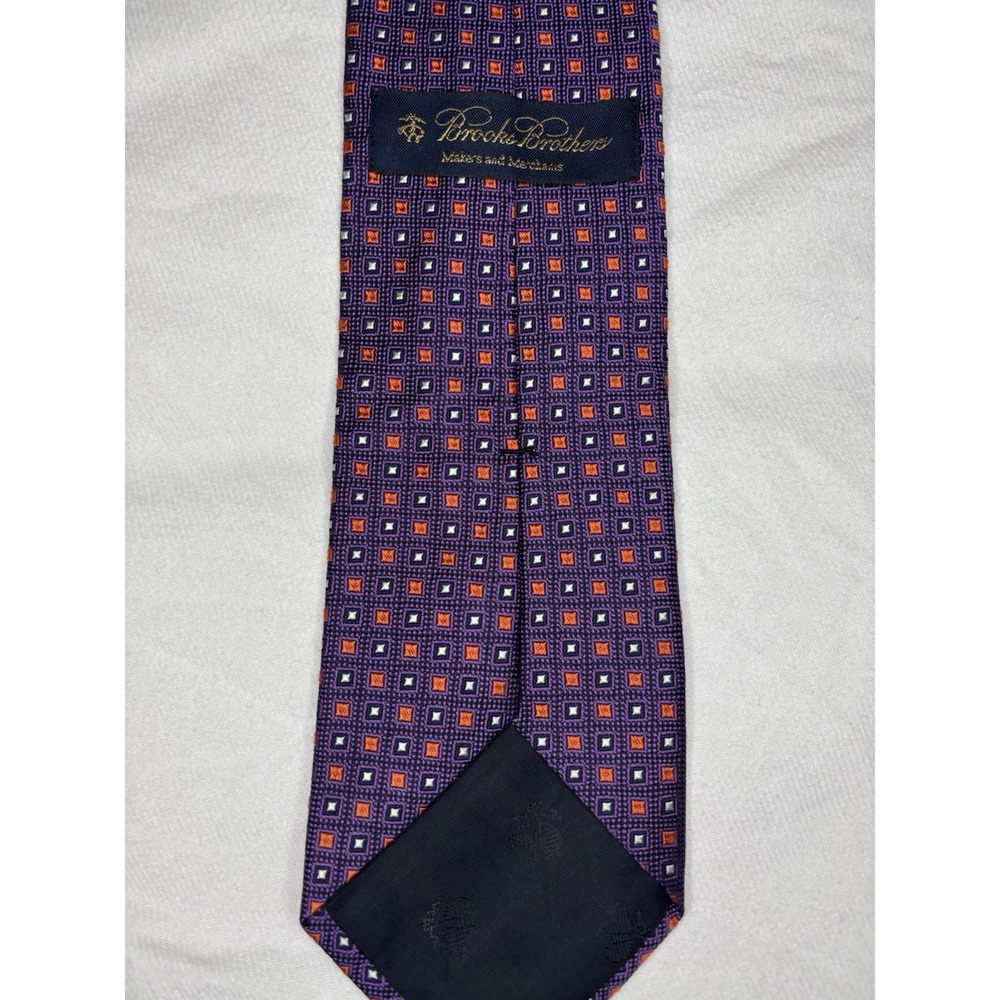 Brooks Brothers Makers and Merchants Silk Tie Purple Geometric Print Made in USA - Picture 2 of 5